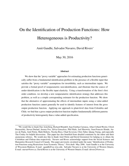 On the Identification of Production Functions: How Heterogeneous Is