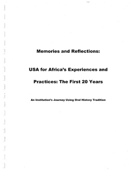 Memories and Reflections: USA for Africa's Experiences and Practices