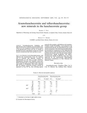 Arsenohauchecornite and Tellurohauchecornite: New Minerals in the Hauchecornite Group