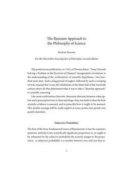 The Bayesian Approach to the Philosophy of Science