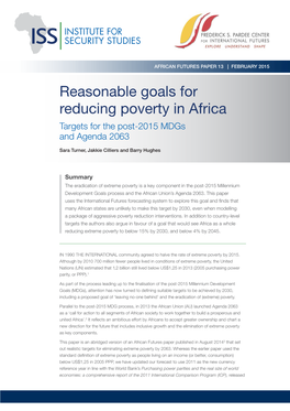 Reasonable Goals for Reducing Poverty in Africa Targets for the Post-2015 Mdgs and Agenda 2063