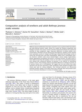 Comparative Analysis of Newborn and Adult Bothrops Jararaca Snake Venoms