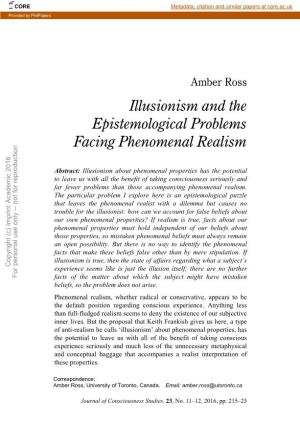 Illusionism and the Epistemological Problems Facing Phenomenal Realism