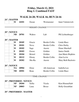 Friday, March 12, 2021 Ring 1: Combined FAST