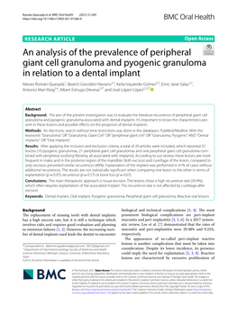 An Analysis of the Prevalence of Peripheral Giant Cell Granuloma And