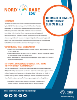 The Impact of Covid-19 on Rare Disease Clinical Trials