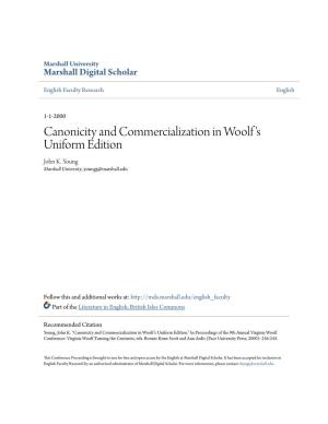 Canonicity and Commercialization in Woolf's Uniform Edition