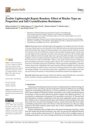 Effect of Binder Type on Properties and Salt Crystallization Resistance