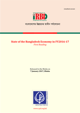 State of the Bangladesh Economy in FY2016-17 First Reading