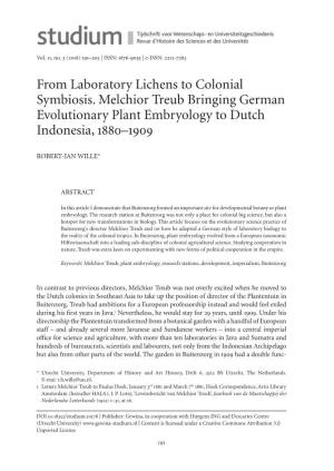 From Laboratory Lichens to Colonial Symbiosis. Melchior Treub Bringing German Evolutionary Plant Embryology to Dutch Indonesia, 1880–1909