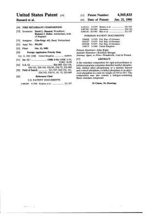 United States Patent (19) 11) Patent Number: 4,565,833 Buszard Et Al