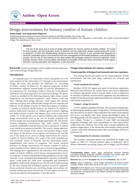 Design Interventions for Sensory Comfort of Autistic Children