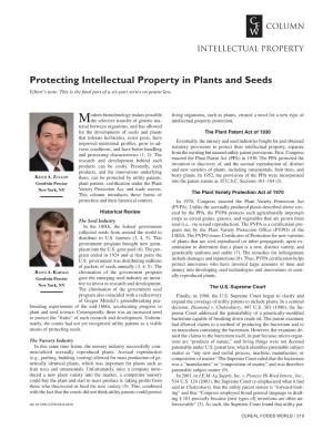 Protecting Intellectual Property in Plants and Seeds Editor’S Note: This Is the Final Part of a Six-Part Series on Patent Law