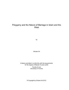 Polygamy and the Nature of Marriage in Islam and the West