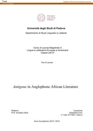 Antigone in Anglophone African Literature
