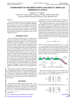 Wepts090 Suppression of Microbunching Instability Through Dispersive Lattice