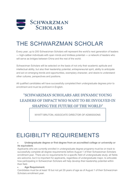 The Schwarzman Scholar Eligibility Requirements
