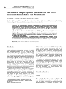 Melanocortin Receptor Agonists, Penile Erection, and Sexual Motivation: Human Studies with Melanotan II