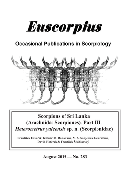 Scorpions of Sri Lanka (Arachnida: Scorpiones)