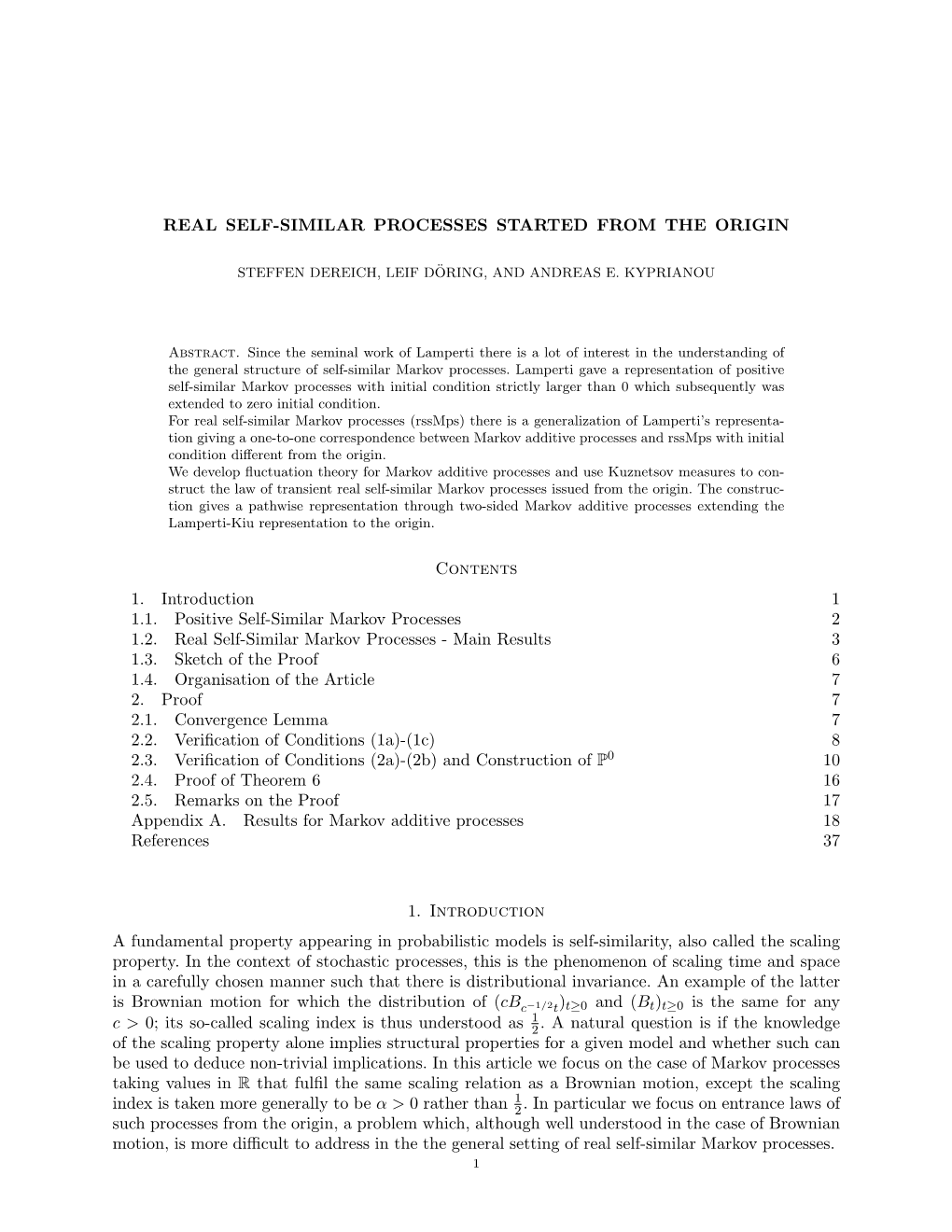 1.1. Positive Self-Similar Markov Processes 2 1.2