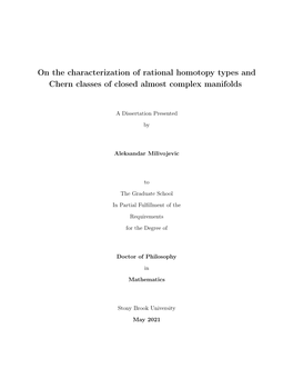 On the Characterization of Rational Homotopy Types and Chern Classes of Closed Almost Complex Manifolds