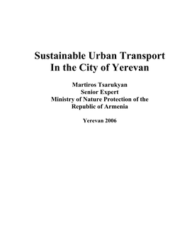Sustainable Urban Transport in the City of Yerevan