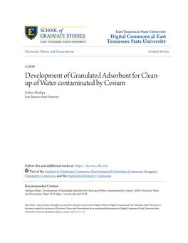 Development of Granulated Adsorbent for Clean-Up of Water Contaminated by Cesium" (2019)