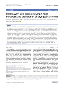 PRMT5/Wnt4 Axis Promotes Lymph-Node Metastasis
