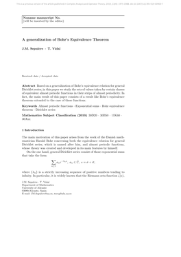 A Generalization of Bohr's Equivalence Theorem