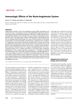 Immunologic Effects of the Renin-Angiotensin System