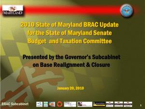 2010 State of Maryland BRAC Update for the State of Maryland