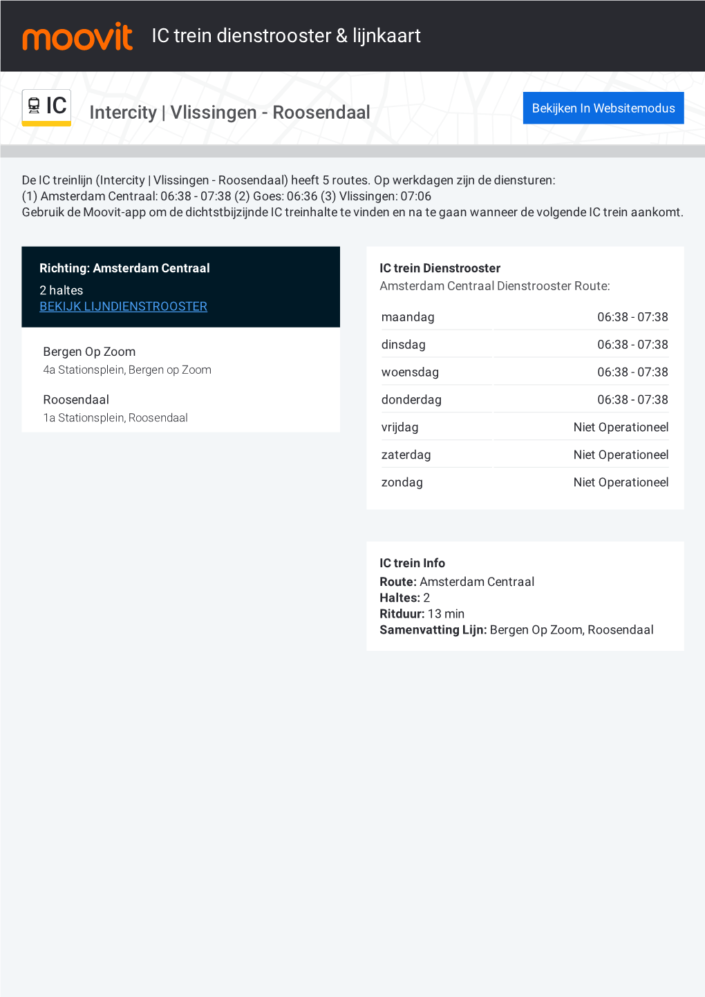 IC Trein Dienstrooster & Lijnroutekaart