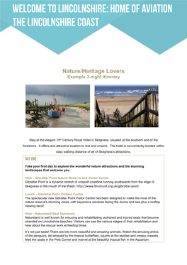 Download a Suggested Lincolnshire Coast Nature and Heritage Itinerary