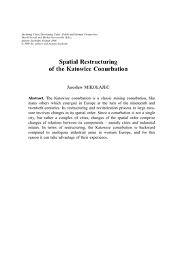 Spatial Restructuring of the Katowice Conurbation