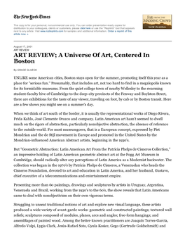 ART REVIEW; a Universe of Art, Centered in Boston