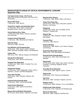 MASSACHUSETTS AREAS of CRITICAL ENVIRONMENTAL CONCERN September 2008