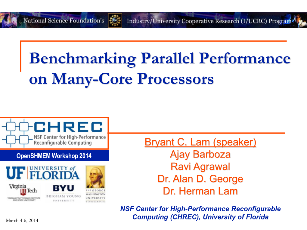 Benchmarking Parallel Performance on Many-Core Processors