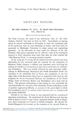 182 Proceedings of the Royal Society of Edinburgh. [Ress. OBITUARY