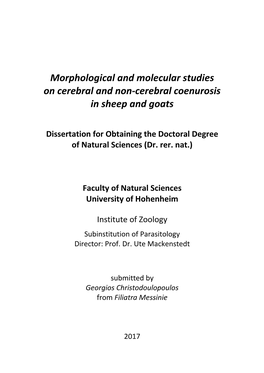 Morphological and Molecular Studies Οn Cerebral and Non-Cerebral Coenurosis in Sheep and Goats