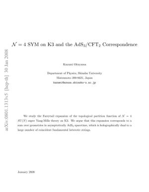 N = 4 SYM on K3 and the Ads3/CFT2 Correspondence