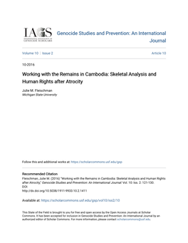Working with the Remains in Cambodia: Skeletal Analysis and Human Rights After Atrocity