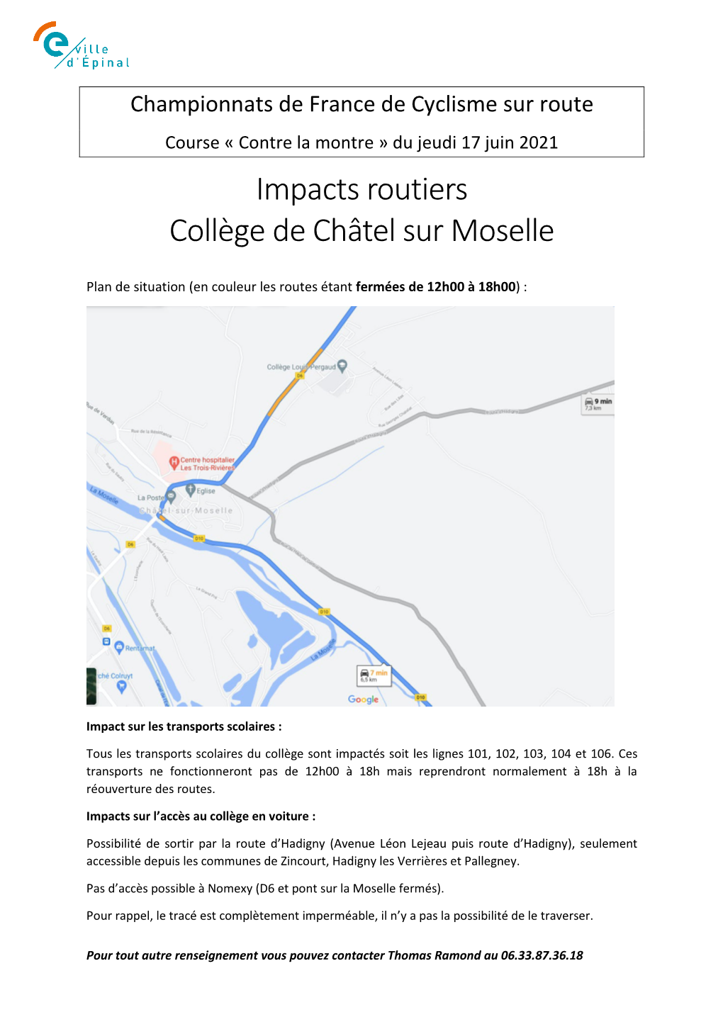 Impacts Routiers Collège De Châtel Sur Moselle