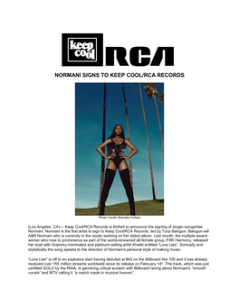 Normani Signs to Keep Cool/Rca Records