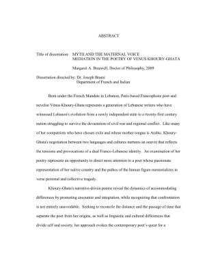 ABSTRACT Title of Dissertation: MYTH and THE