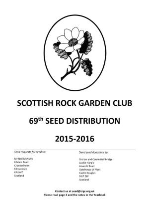 Scottish Rock Garden Club 69Th Seed Distribution 2015-16