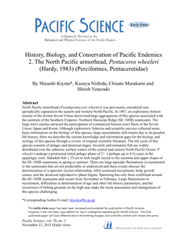History, Biology, and Conservation of Pacific Endemics 2