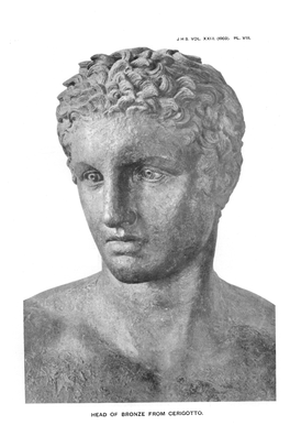 Head of Bronze from Cerigotto. J.H.S