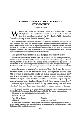 Federal Regulation of Family Settlements*
