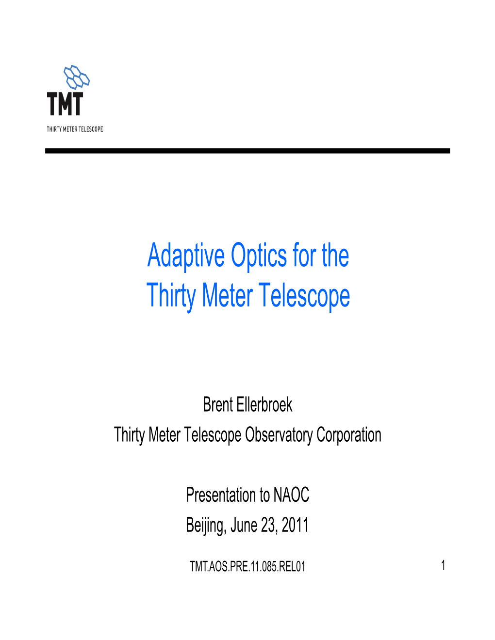 Adaptive Optics for the Thirty Meter Telescope