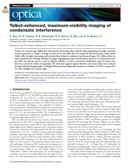 Talbot-Enhanced, Maximum-Visibility Imaging of Condensate Interference